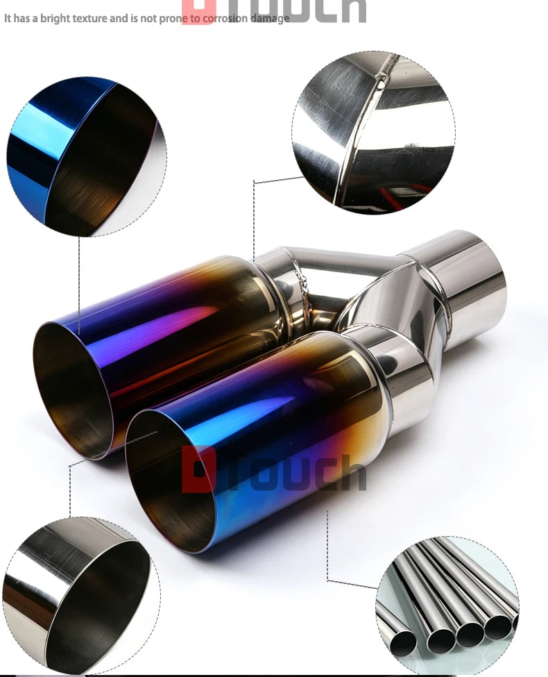 Dual Outlet Stainless Steel Exhaust Tail Pipe Muffler | 63mm x 76mm