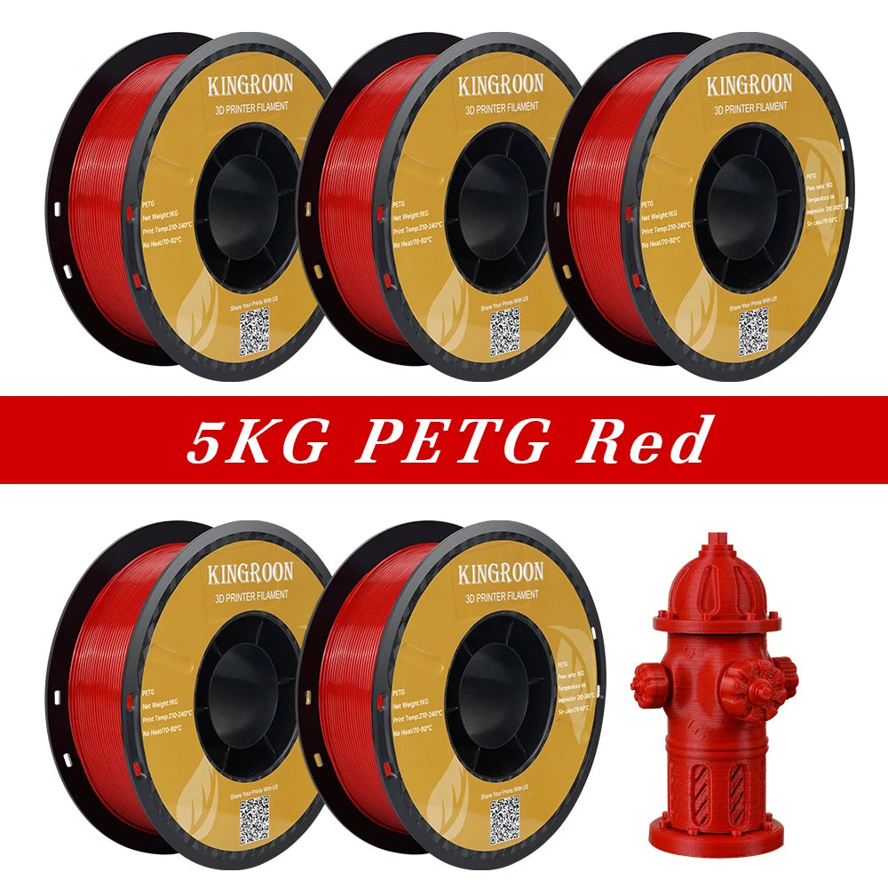 3D Printer Filament PLA & PETG 5KG 5 Rolls 1.75mm 13 Colors KINGROON