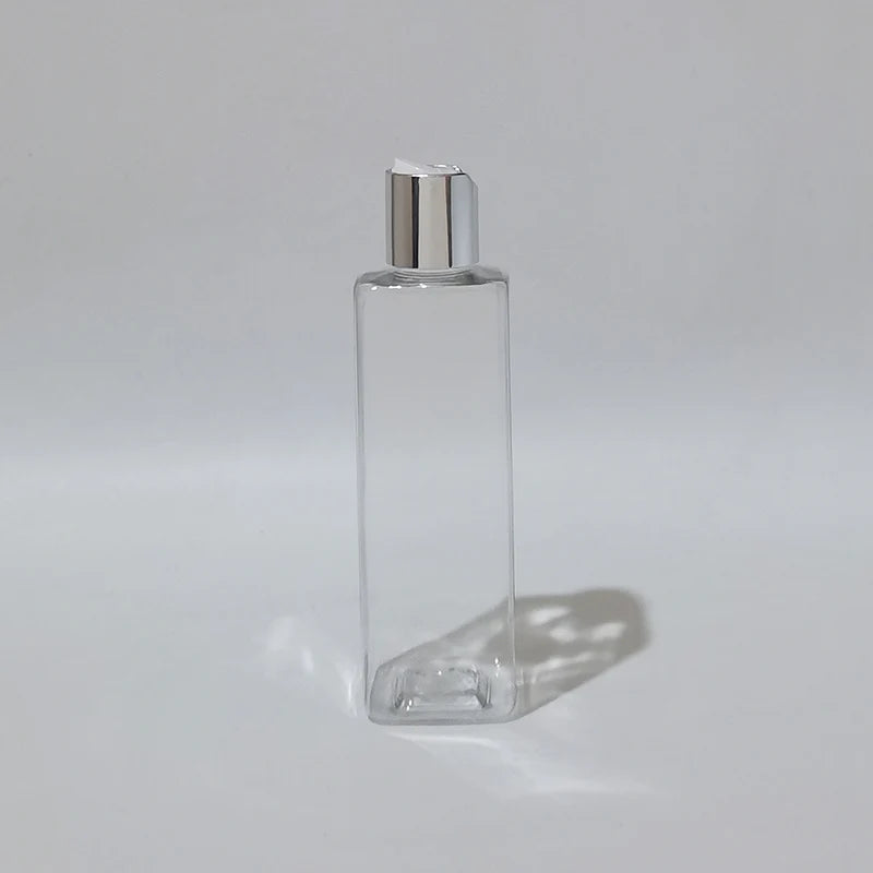 Disc-Top Bottles Empty Square PET Gold Silver Tone Caps 20 Pack