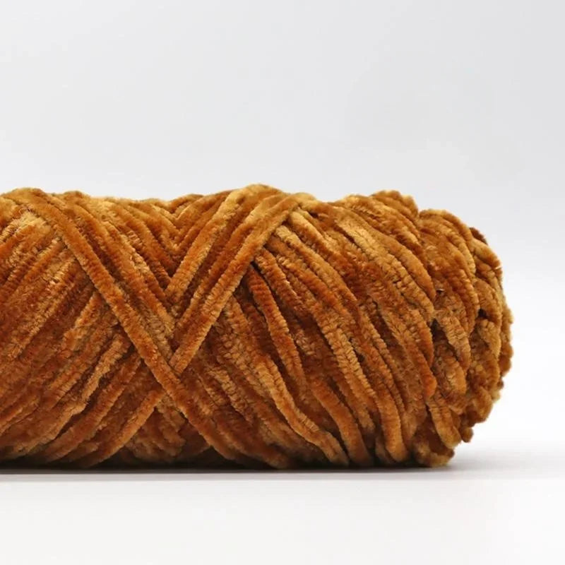 Yarn, Chenille Velvet-Style with Gold Luster for Scarves, Sweaters & Dolls