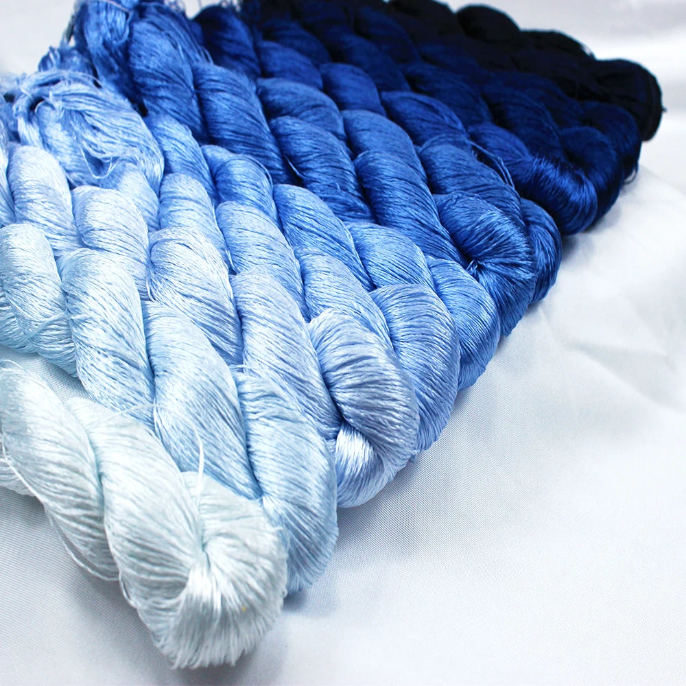 Embroidery Thread, Blue Colors for Handmade Needlework & Stitching Crafts