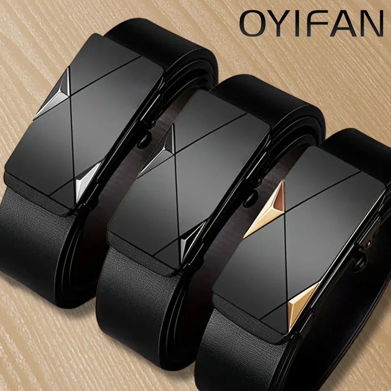 Men's Ratchet Belt Genuine Leather Automatic Buckle for Jeans, Dress, Golf