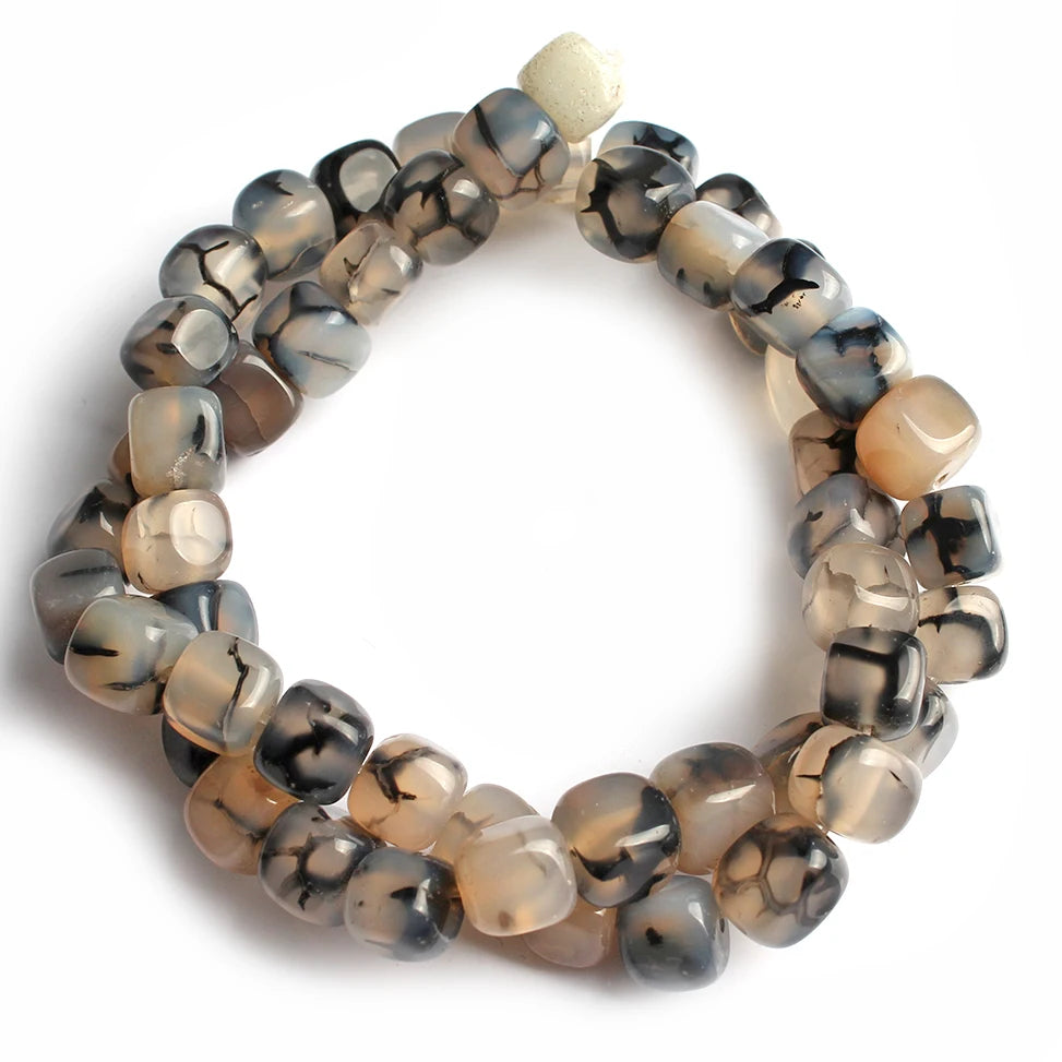 Stone Beads Agate Jade-Style Cube Square Spacer Charms Bracelet Craft Beads