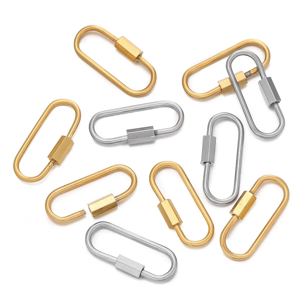 Screw-Lock Clasps Stainless Steel U-Shape Carabiners DIY Jewelry Making