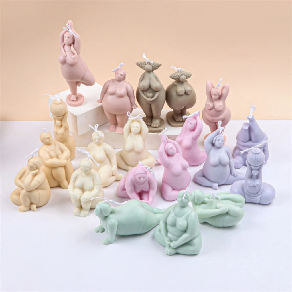 3D Lady Body Candle Mold Yoga Pose Soap Scented Plaster Epoxy Resin Making Mold DIY Home Decoration Handmade Gifts