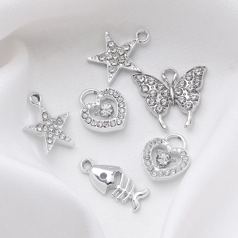 Earring Components Rhinestone Love Butterfly Alloy Pendants Stars Craft Supplies