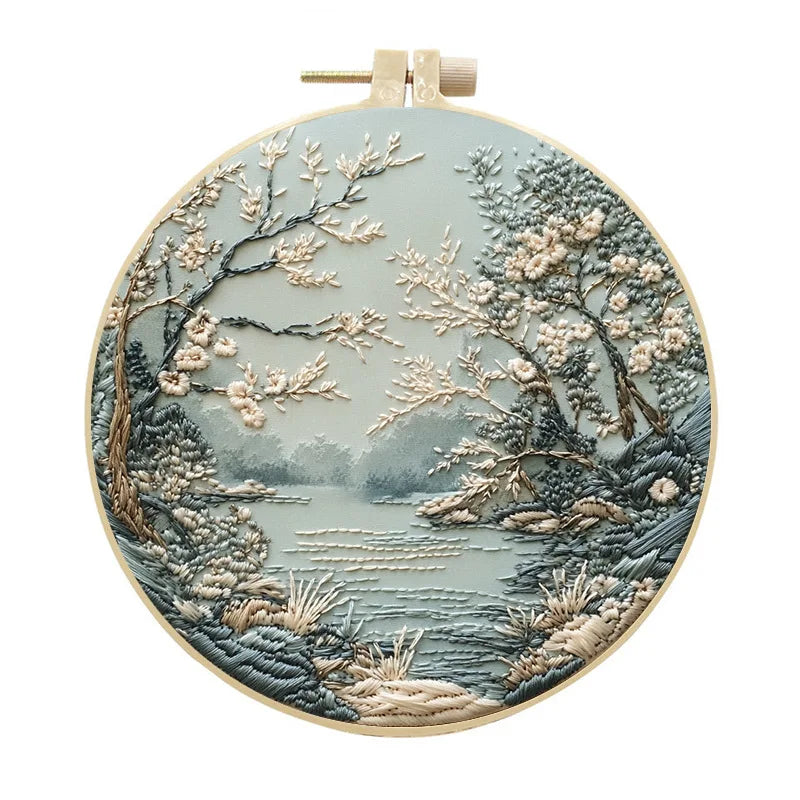 Embroidery Kit, Nature Scenery for Beginner Stitching & Handmade Home Art