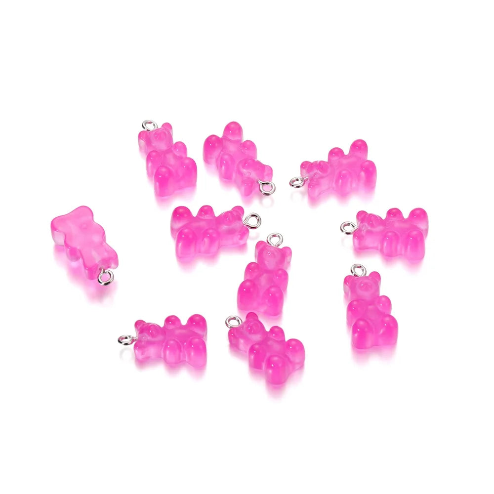 Earring Components Candy Bear Pendant Charms Colorful Resin Bears Craft Supplies