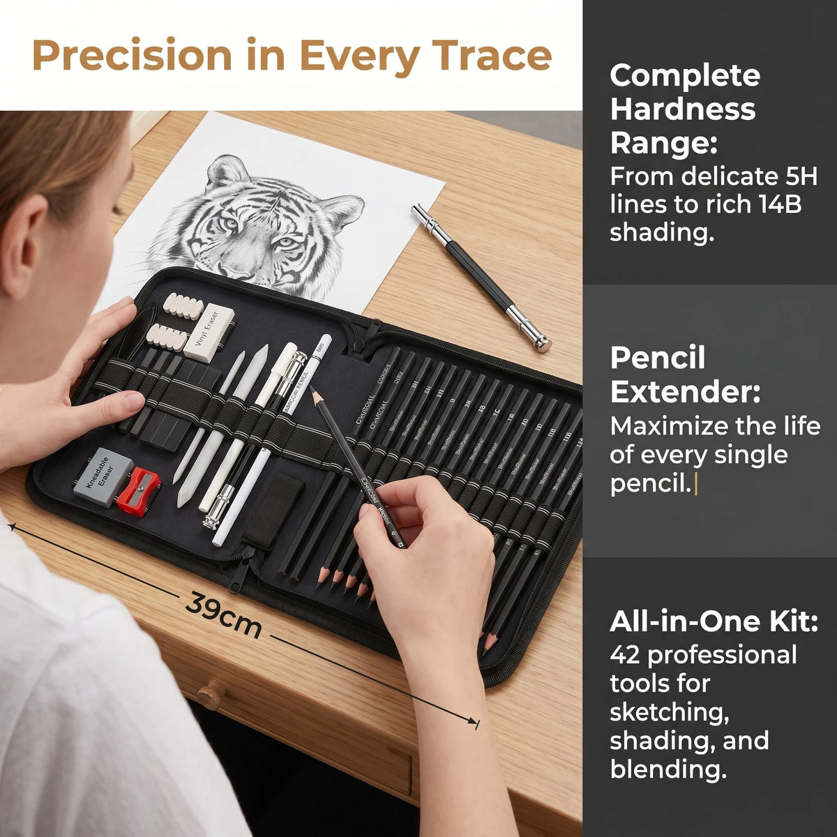 Artist Drawing & Sketching Kit with Sketchbook — 46 to 68 Pieces