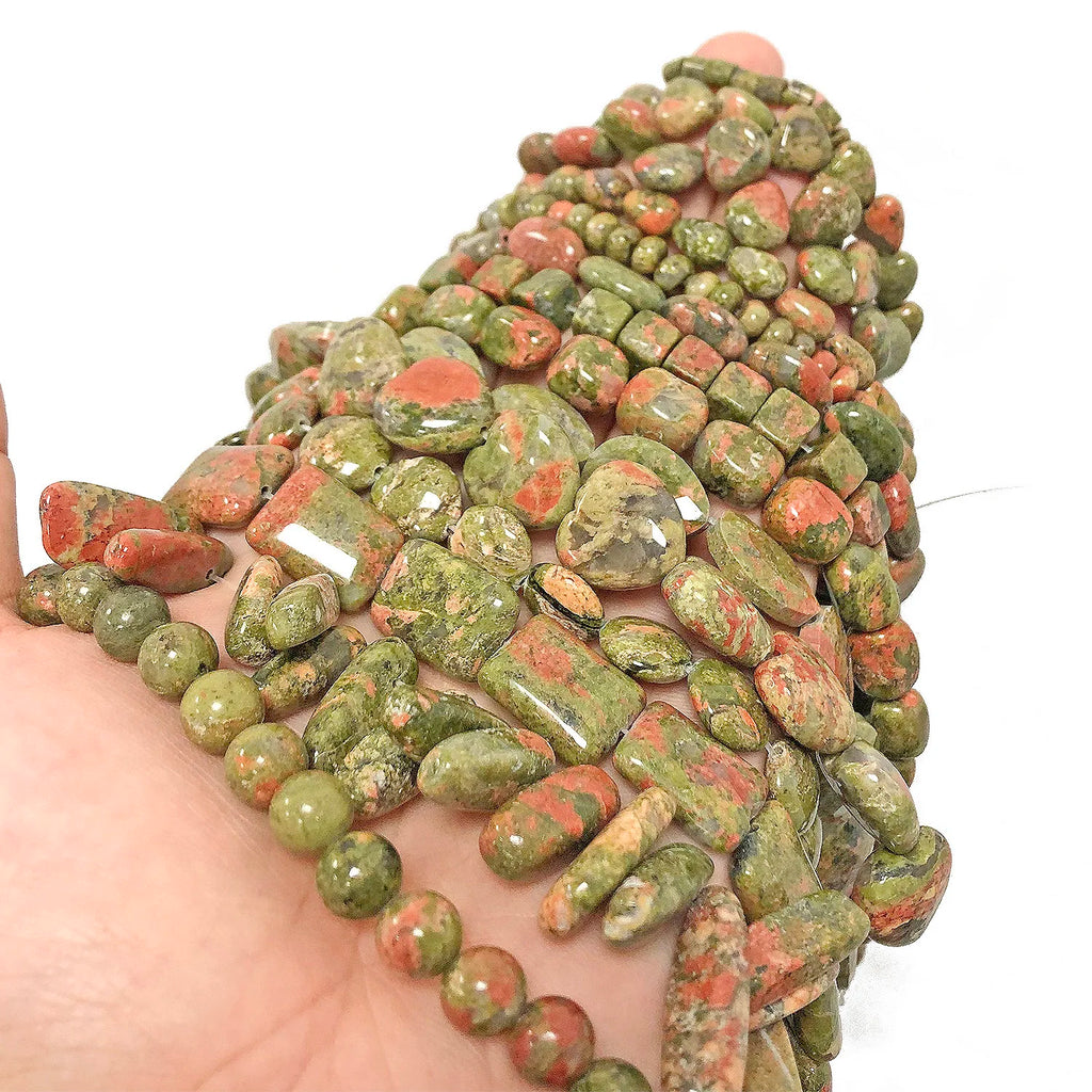Stone Beads Unakite-Style Heart Drop Cube Shapes for DIY Jewelry Making