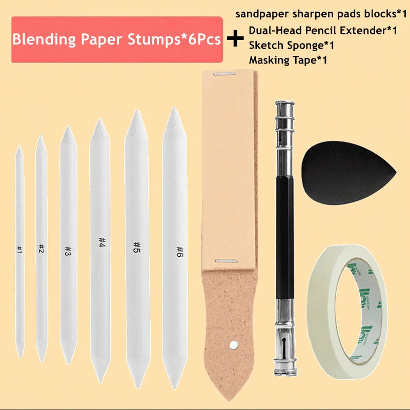 Blending Stumps & Tortillons Set — Art Burnishers for Charcoal, Graphite & Pastel