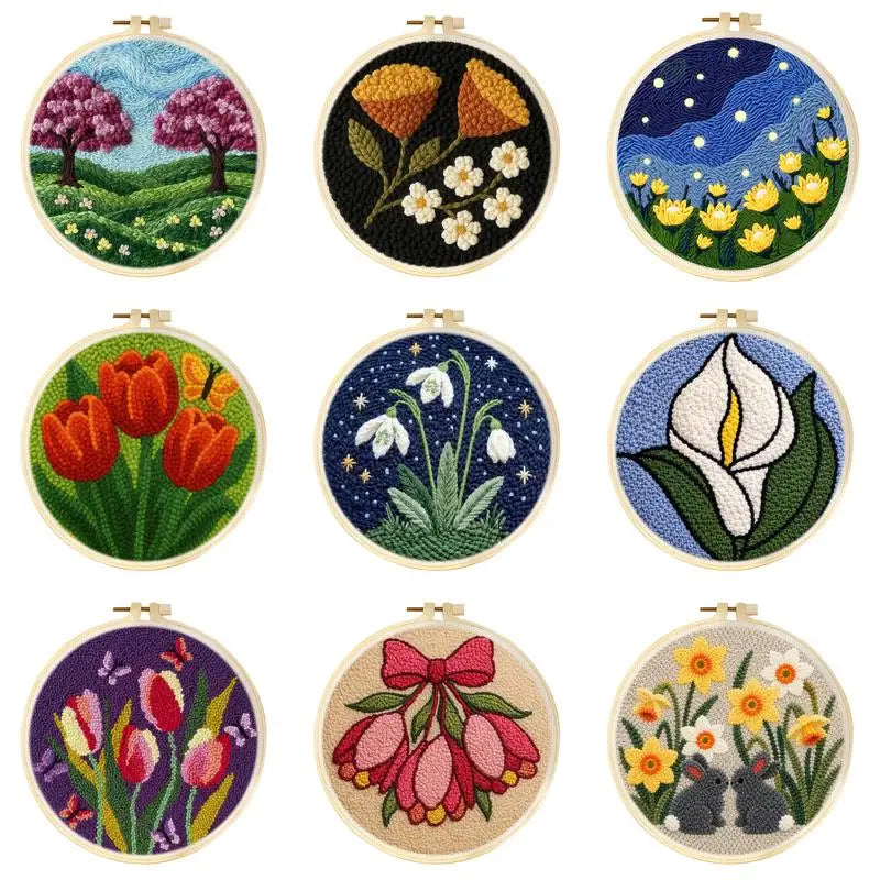 Punch Needle Kit, Flower Patterns for Beginner Yarn Art & Handmade Decor