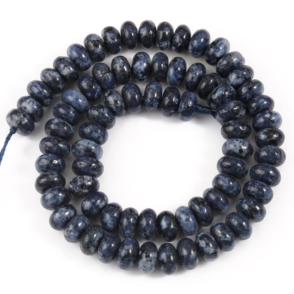 Stone Beads Round Purple Blue Angelite-Style Rondelle for DIY Jewelry Making