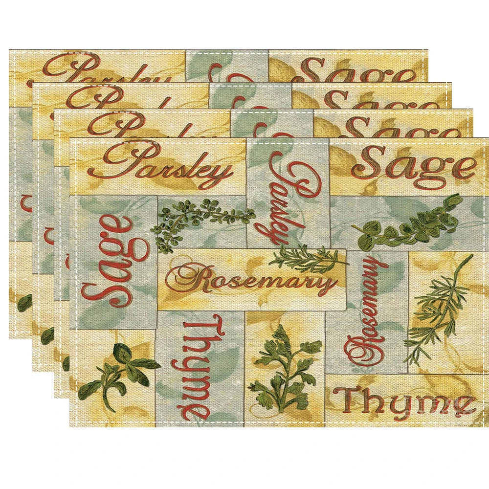 Fall Thanksgiving Linen Placemats, 13 Designs, Sets of 4/6/8, 16.5x12.6 in