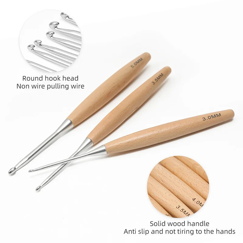 Crochet Hook, Wooden Handle for Handmade Sweaters & Needlecraft Projects