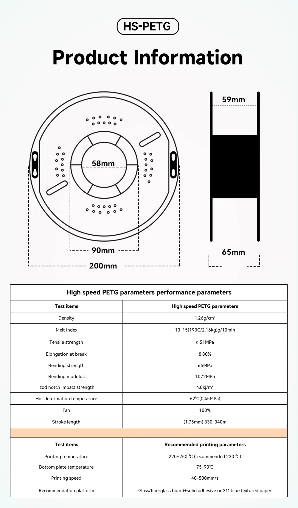 KINGROON 5/10KG Hyper PETG Filament, High Speed 3D Printer Filament,1kg/Spool (2.2lbs), 3D Printer Filament Good Toughness Non-Toxic