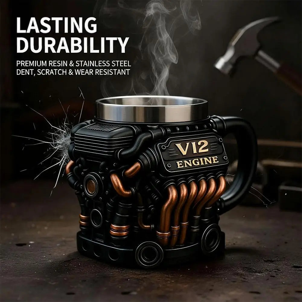 Engine Shaped Mug | Stainless Steel Liner | V6, V8 & V12 Designs | Gift