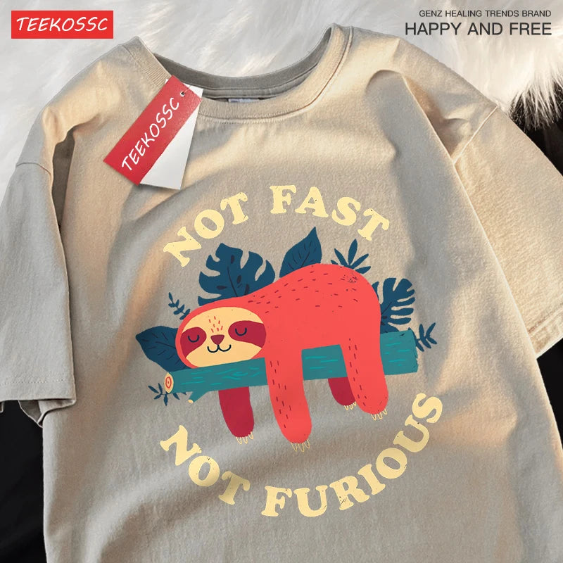 T-Shirt Unisex Not Fast Not Furious Sloth Funny Graphic Tee 11 Colors