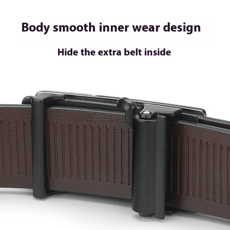 Men's Leather Belt Automatic Buckle Plus Size Big & Tall for Jeans, Dress