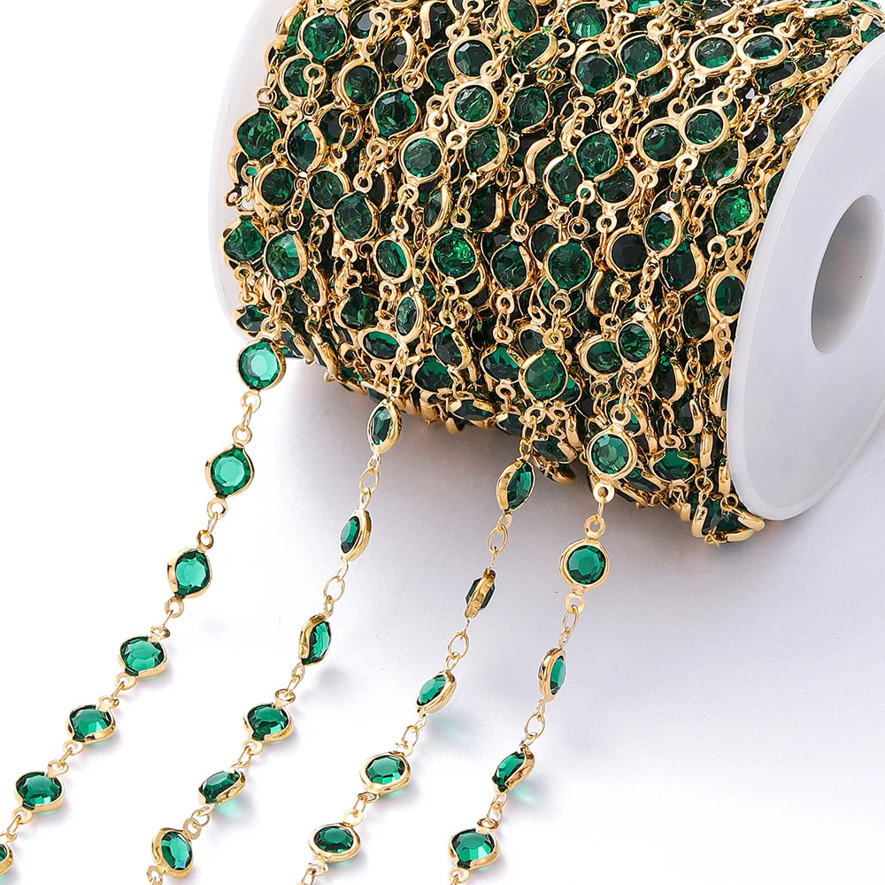 Metal Beads Colorful Crystal Beaded Chain Glass Necklace Chain Bracelet Supplies