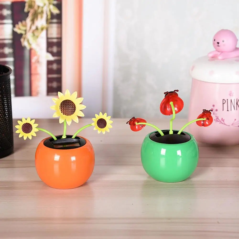 Solar Toy Sunflower Ornaments Dancing Car Dashboard Ornament Decoration