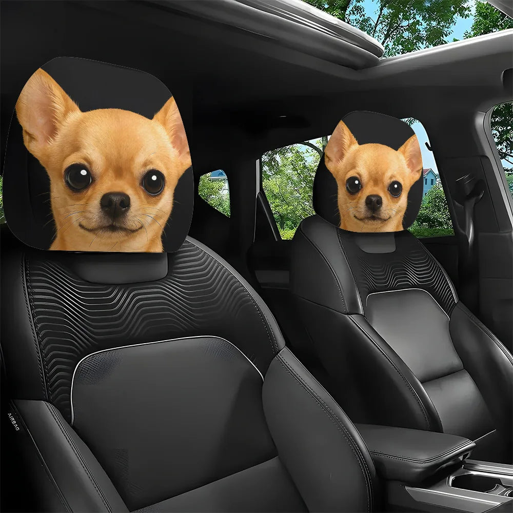 2pcs Chihuahua Print Car Headrest Covers | Easy-to-Install, Washable,  Perfect for Car Decoration, All-Season Use