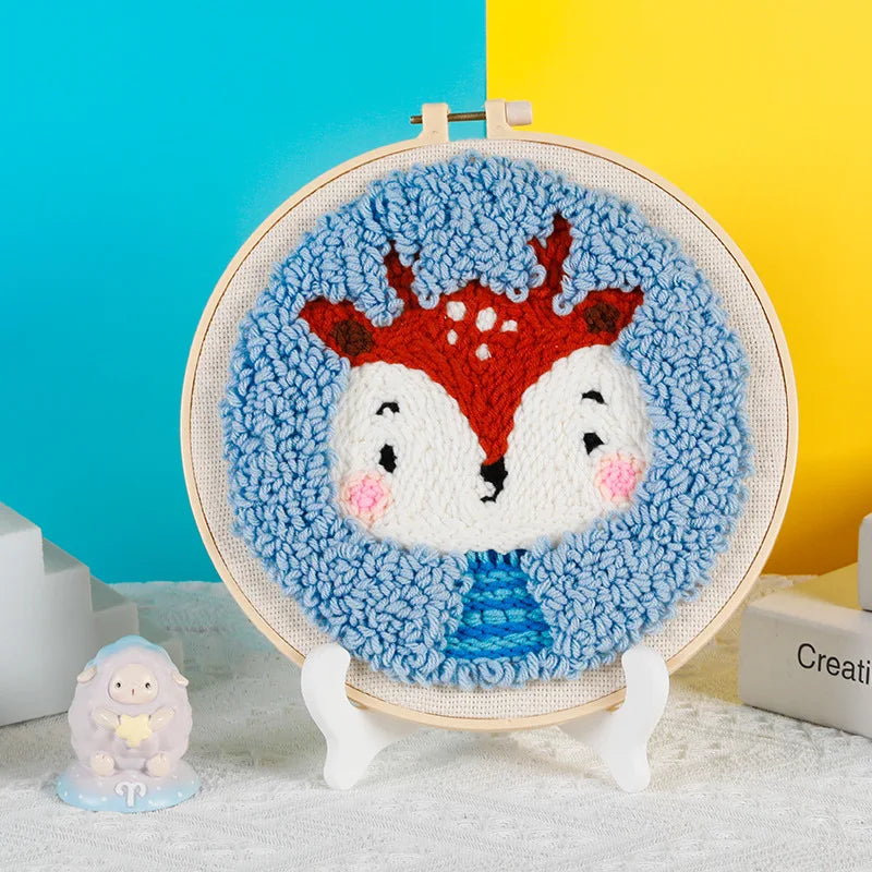 Punch Needle Kit, Christmas Animal Designs for Beginner Embroidery & Gifts