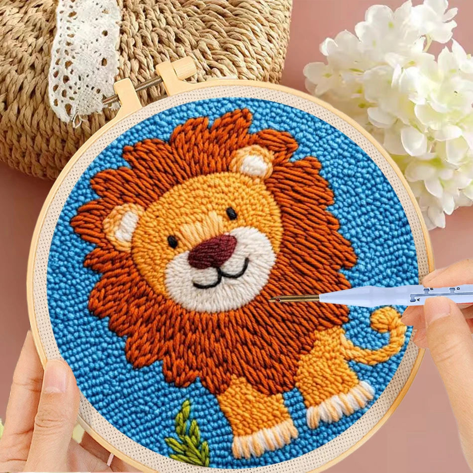Punch Needle Kit, SDOYUNO Cartoon Animals for Beginner Embroidery Crafts