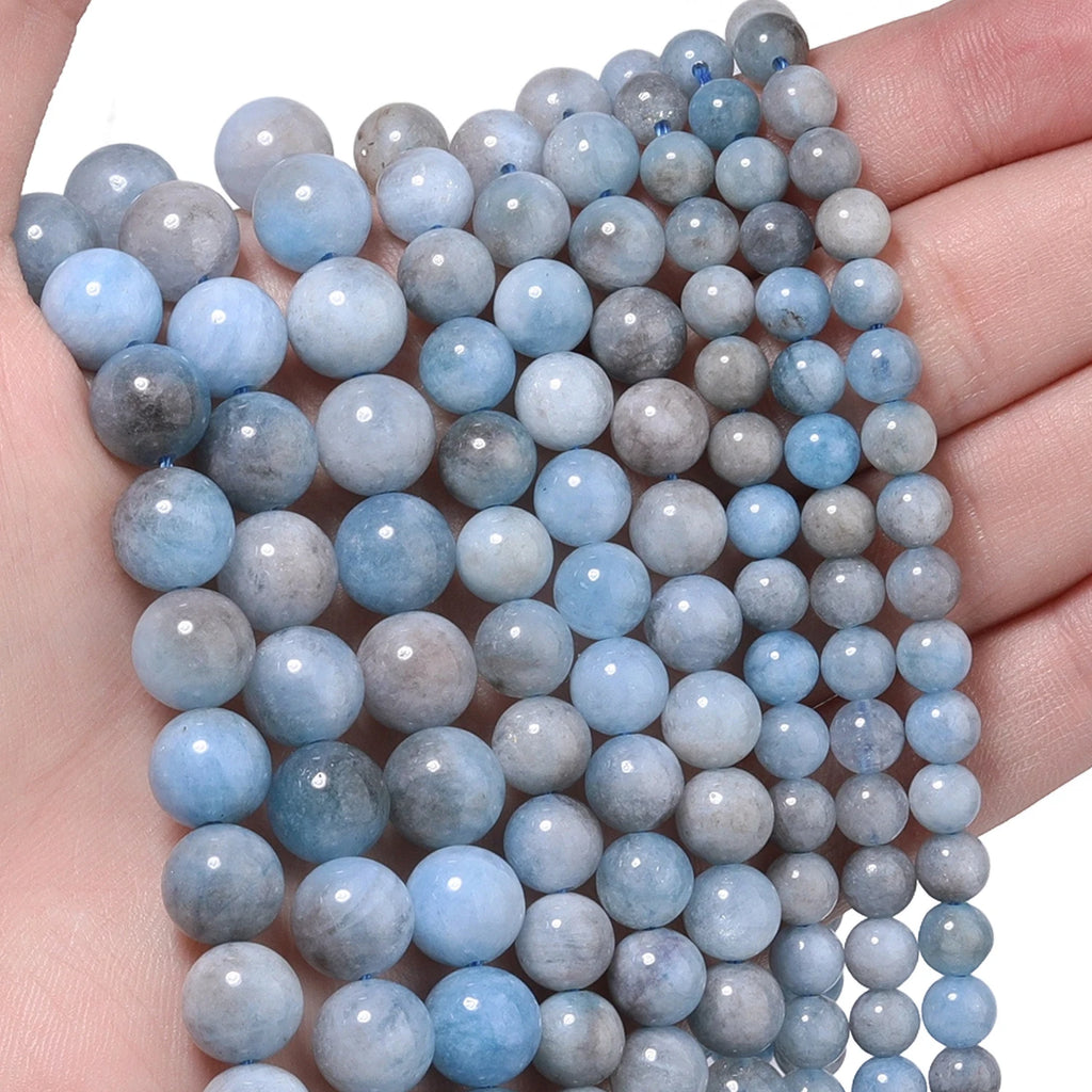 Stone Beads Round Blue Aquamarine-Style Spacers for DIY Jewelry Making