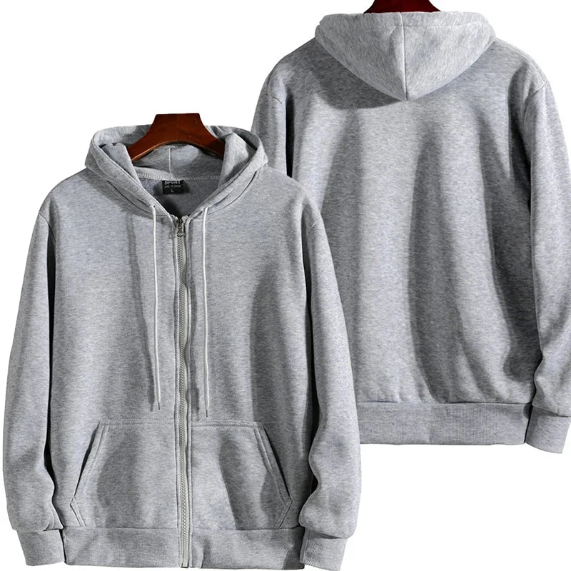 Hoodie Men's Zip Up Hooded Sweatshirt Long Sleeve Loose Fit Casual 3 Colors