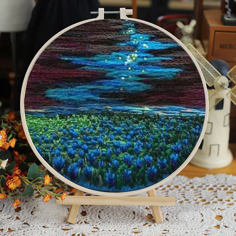 Embroidery Kit, Flower Patterns Without Hoop for Handmade Needlework Art
