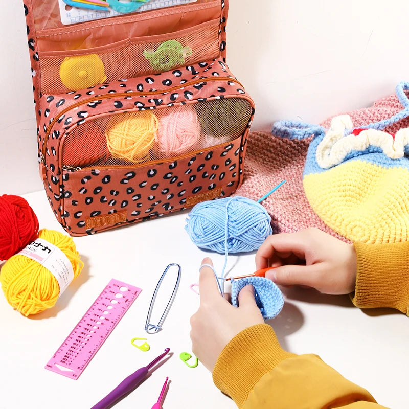 Crochet Hook Tool Set with Tote Organizer for Handmade Yarn Projects