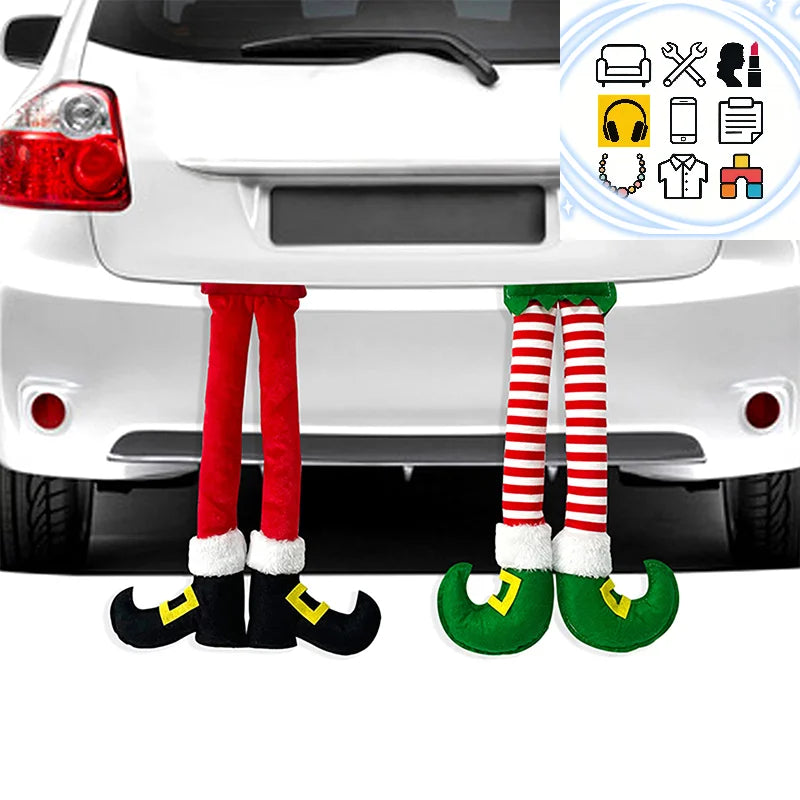 Christmas Elf Santa Claus Feet Car Door Hanging Christmas Tree Hanging Decoration Home Decoration New Year Gift 2024