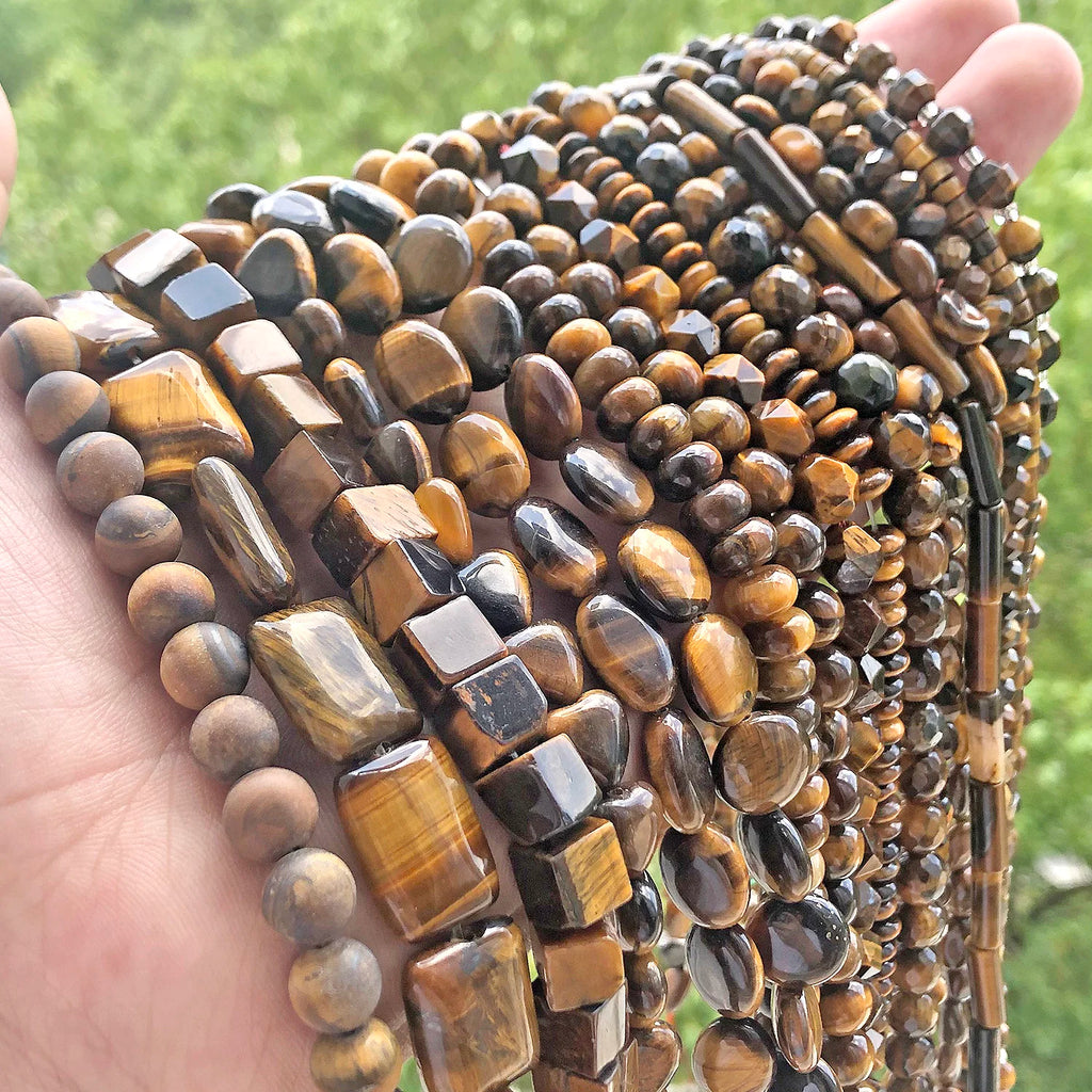 Stone Beads Yellow Tiger Eye Mixed Shapes for DIY Jewelry Making Craft Beads