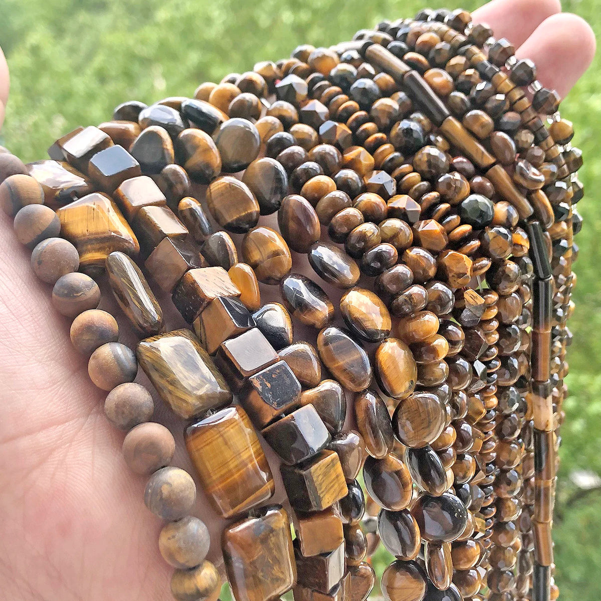 Stone Beads Yellow Tiger Eye Mixed Shapes for DIY Jewelry Making Craft Beads