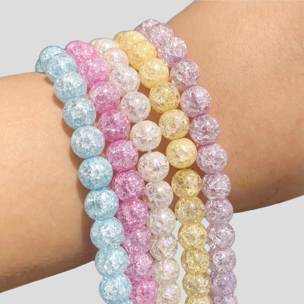 Beads Multicolor Snow Cracked Crystal Round Quartz-Style Crystal Craft Beads