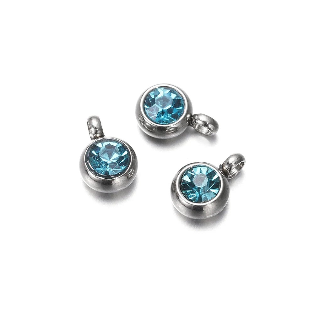 Earring Components Stainless Steel Birthstone Necklace Pendant Craft Supplies