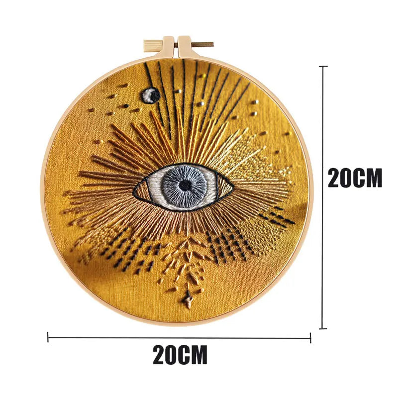 Embroidery Kit, Eye Design with Threads & Needles for Beginner Needlework
