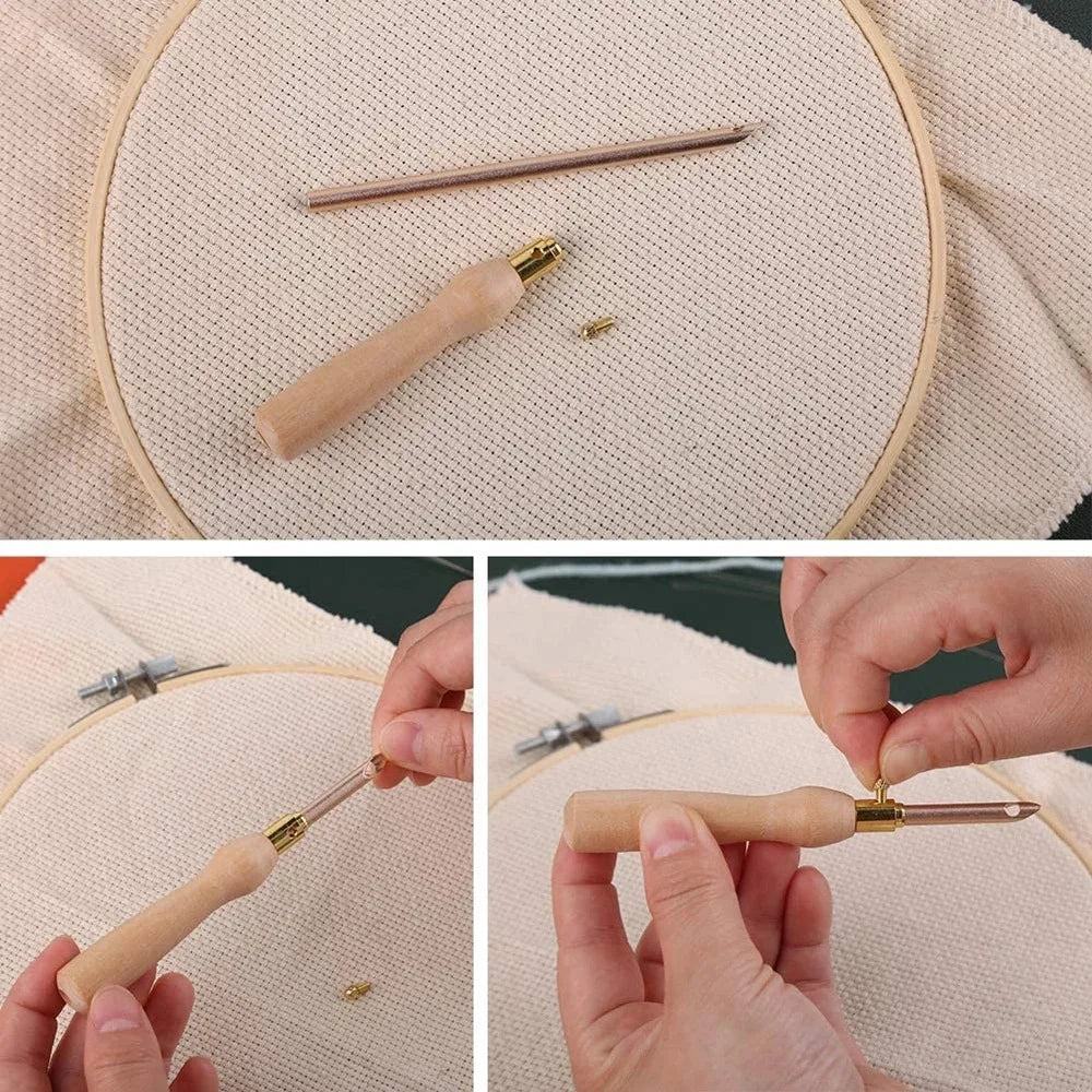Punch Needle Tool Set, Adjustable Embroidery Pen for Beginner Yarn Crafts