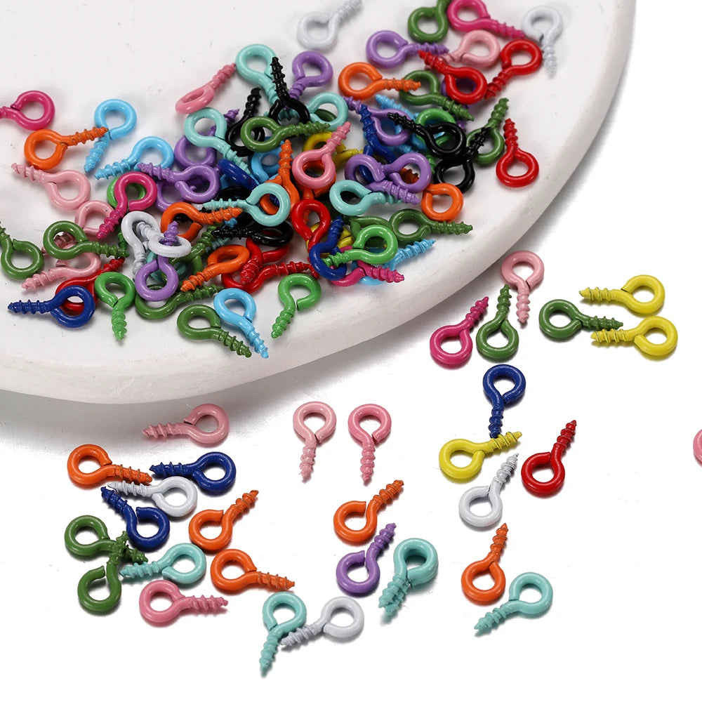 Eye Pins Metal Mini Screw Hooks Colorful Eyelets DIY Jewelry Making