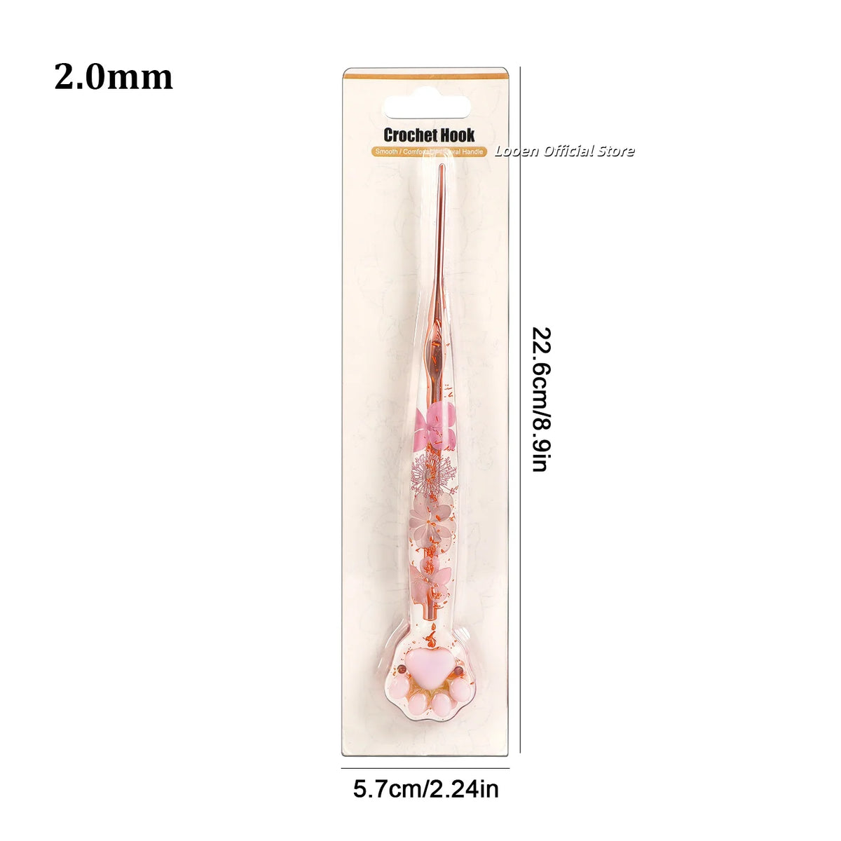 Crochet Hooks, Rose Gold Cat Paw & Floral Handles for Handmade Yarn Crafts