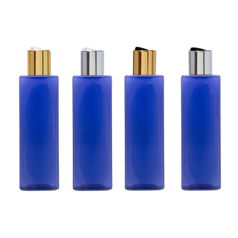 Disc-Top Bottles Empty Square PET Gold Silver Tone Caps 20 Pack