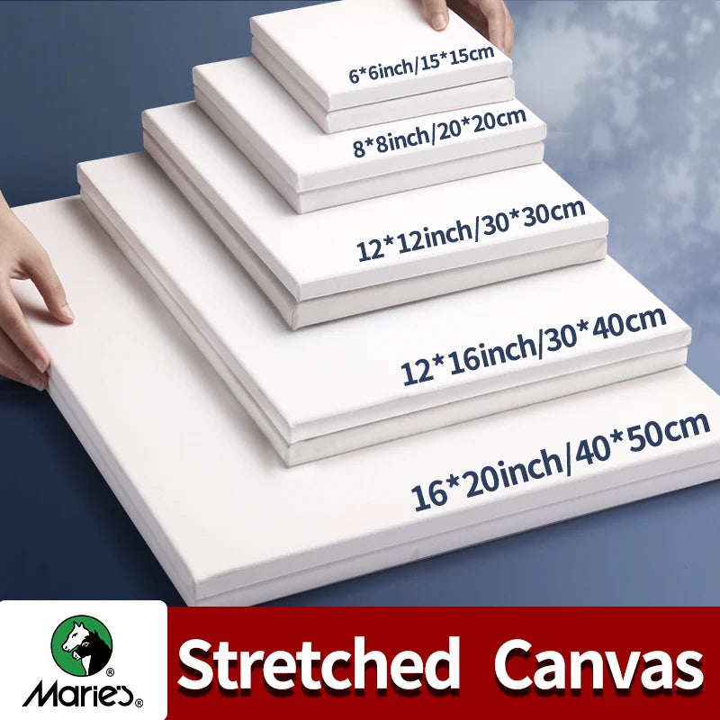 Marie's Stretched Canvas 3-Pack 100% Cotton Primed Rectangle and Round