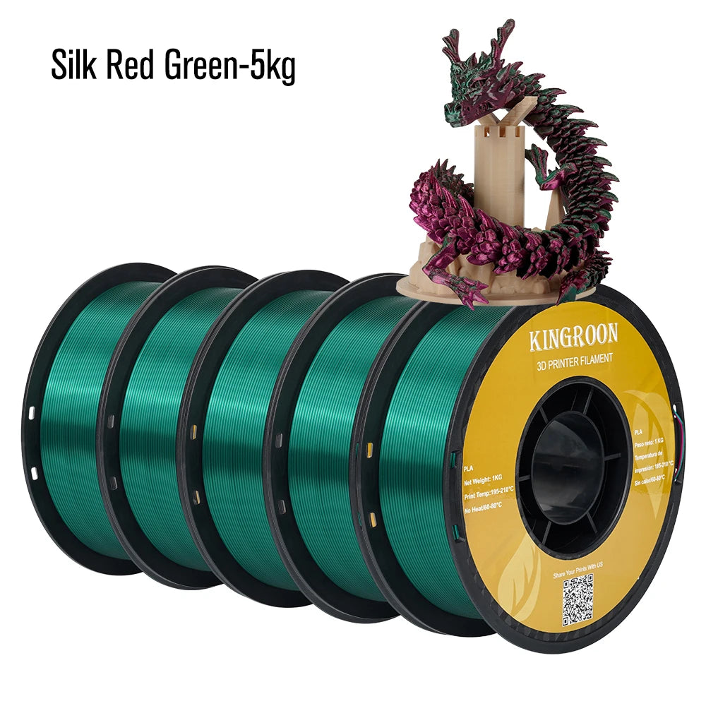 KINGROON Silk Dual-color PLA Filament 3D Printer 1.75mm 11/22 lbs Silk PLA Filament Plastic Materials 3D Printing Special Color