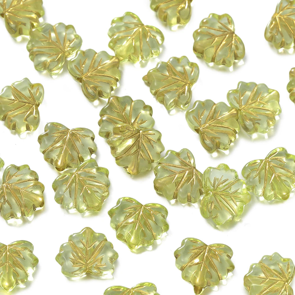 Acrylic Beads Vintage Amber Maple Leaf Spacer Necklace Bracelets Craft Beads