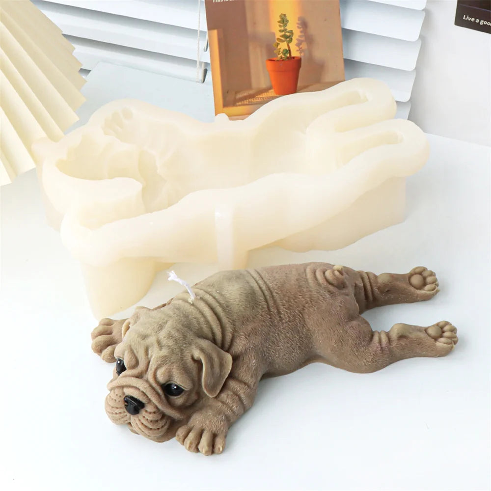 3D Dog Silicone Candle Molds Shar Pei Puppy Scented Plaster Soap Chocolate Cake Baking Fondant Moulds DIY Ainmal Making Mold