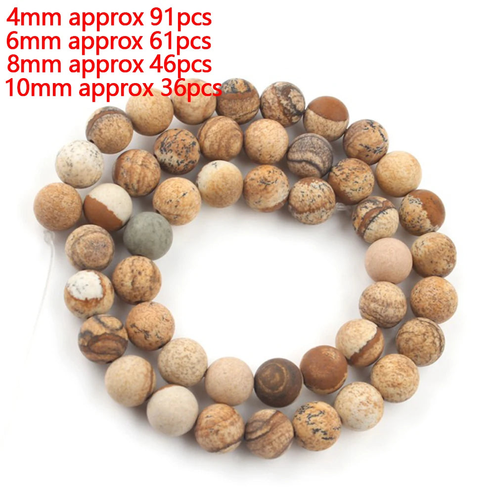 Stone Beads Picture Jasper-Style Round Tube Rondelle for DIY Jewelry Making