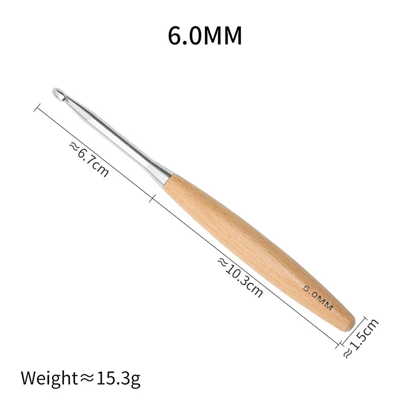 Crochet Hook, Wooden Handle for Handmade Sweaters & Needlecraft Projects