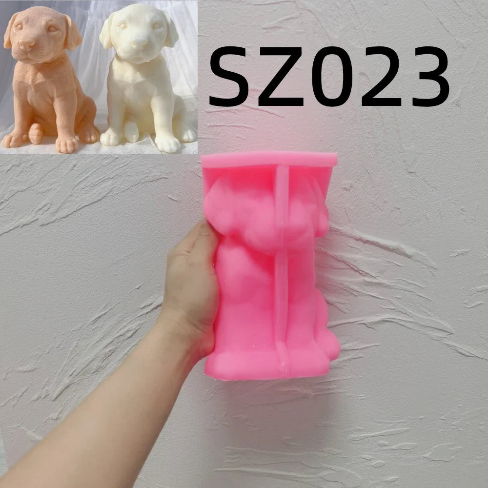 Cute Different Breeds Dog Candle Mold Animal Puppy Soy Wax Silicone Mould Dog Lover Home Decor