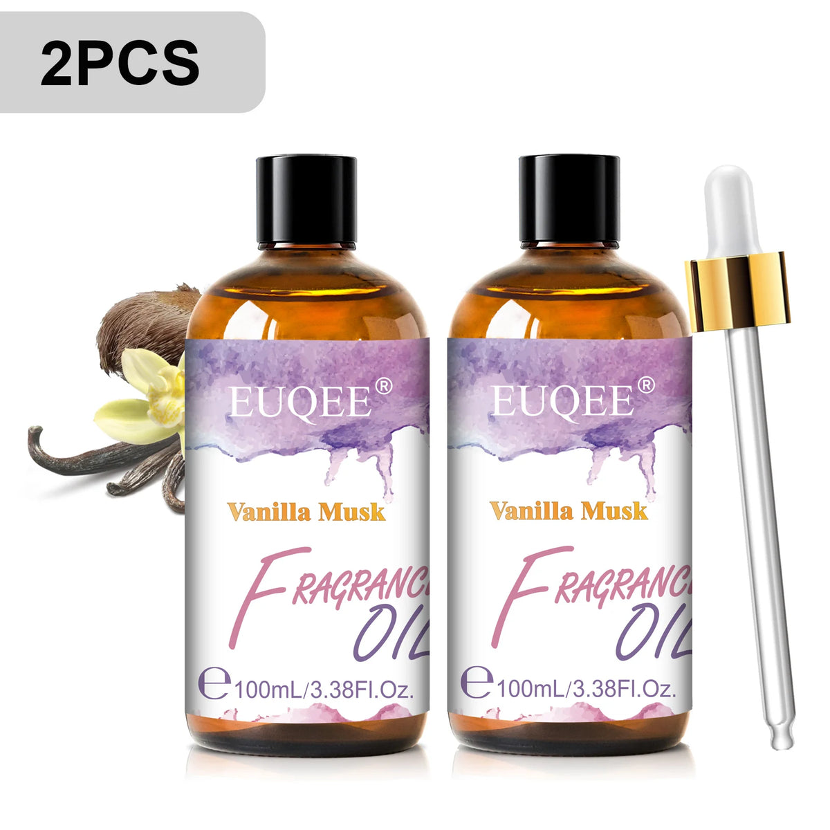 EUQEE Premium Fragrance Oil 100ml UV Glass Gold Dropper Candle Soap Bath Bomb 18 Scents